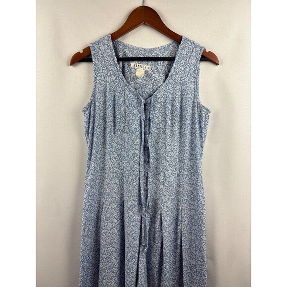 Rampage Womens Sleeveless Jumpsuit Medium Blue Floral Print Button Front - Picture 1 of 8